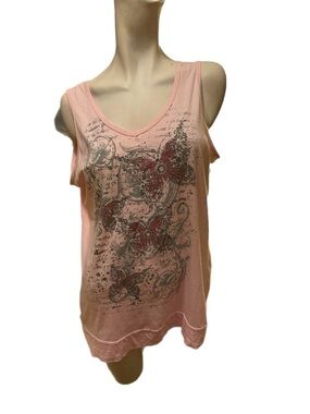 California Girlz Women’s Pink Floral Graphic Tank Top